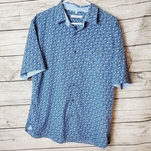 Moda Campia Moda Short Sleeve Button Down Shirt Size Large